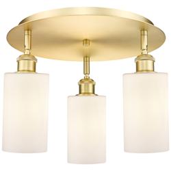Clymer 15.63&quot;W 3 Light Satin Gold Flush Mount With Matte White Glass S