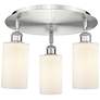 Clymer 15.63"W 3 Light Satin Nickel Flush Mount w/ Matte White Glass S