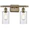 Clymer 16" 2-Light Antique Brass Bath Light w/ Clear Shade