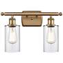 1_Clymer 16" 2-Light Brushed Brass Bath Light w/ Clear Shade