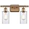 Clymer 16" 2-Light Brushed Brass Bath Light w/ Clear Shade