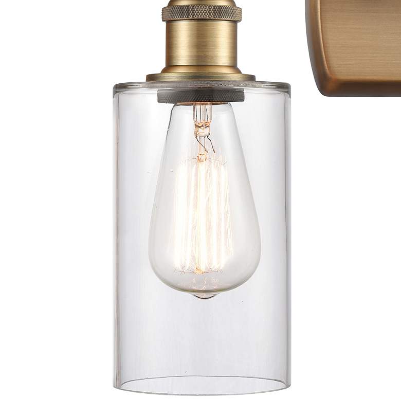 Image 2 Clymer 16" 2-Light Brushed Brass Bath Light w/ Clear Shade more views