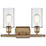 3_Clymer 16" 2-Light Brushed Brass Bath Light w/ Clear Shade more views