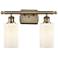 Clymer 16" Wide 2 Light Antique Brass Bath Vanity Light w/ White Shade
