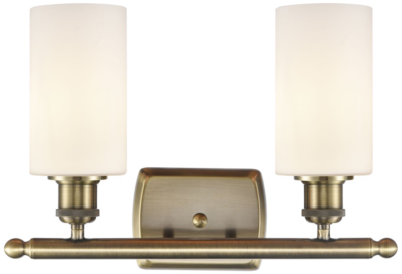 Image 2 Clymer 16" Wide 2 Light Antique Brass Bath Vanity Light w/ White Shade more views