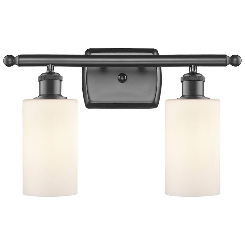 Image 1 Clymer 16" Wide 2 Light Bronze Bath Vanity Light w/ Matte White Shade