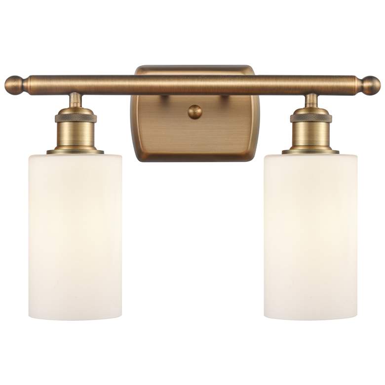 Image 1 Clymer 16" Wide 2 Light Brushed Brass Bath Vanity Light w/ White Shade