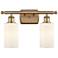 Clymer 16" Wide 2 Light Brushed Brass Bath Vanity Light w/ White Shade