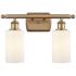 Clymer 16" Wide 2 Light Brushed Brass Bath Vanity Light w/ White Shade