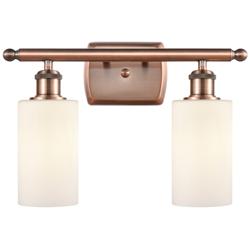 Clymer 16" Wide 2 Light Copper Bath Vanity Light w/ Matte White Shade