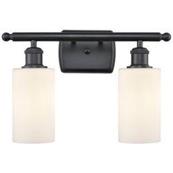 Clymer 16" Wide 2 Light Matte Black Bath Vanity Light w/ Matte White S