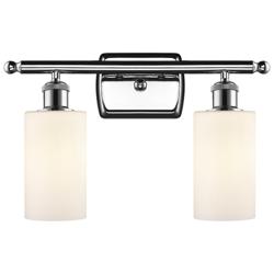 Clymer 16" Wide 2 Light Polished Chrome Bath Vanity Light w/ White Sha