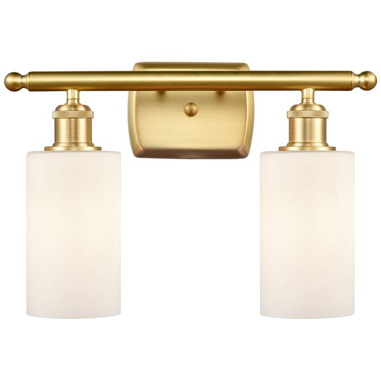 Image 1 Clymer 16 inch Wide 2 Light Satin Gold Bath Vanity Light w/ Matte White Sh