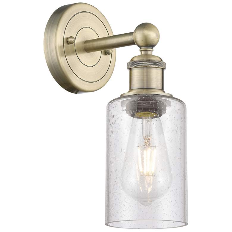 Image 1 Clymer 2.6" High Antique Brass Sconce With Seedy Shade