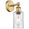Clymer 2.6" High Brushed Brass Sconce With Seedy Shade