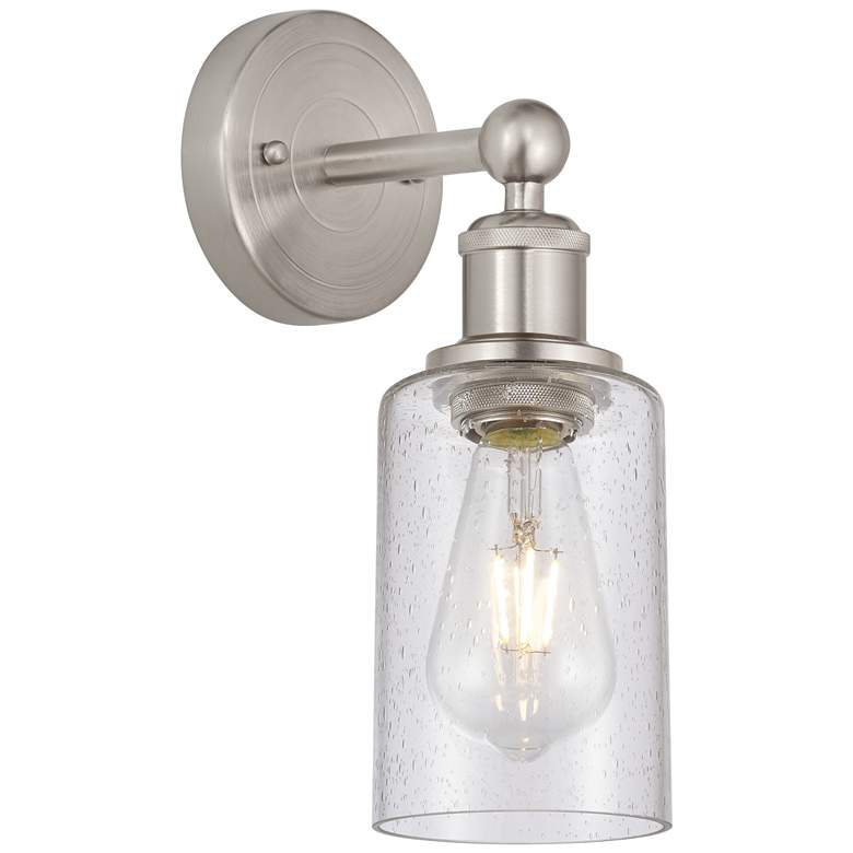 Image 1 Clymer 2.6 inch High Brushed Satin Nickel Sconce With Seedy Shade