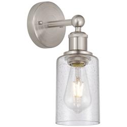 Clymer 2.6&quot; High Brushed Satin Nickel Sconce With Seedy Shade