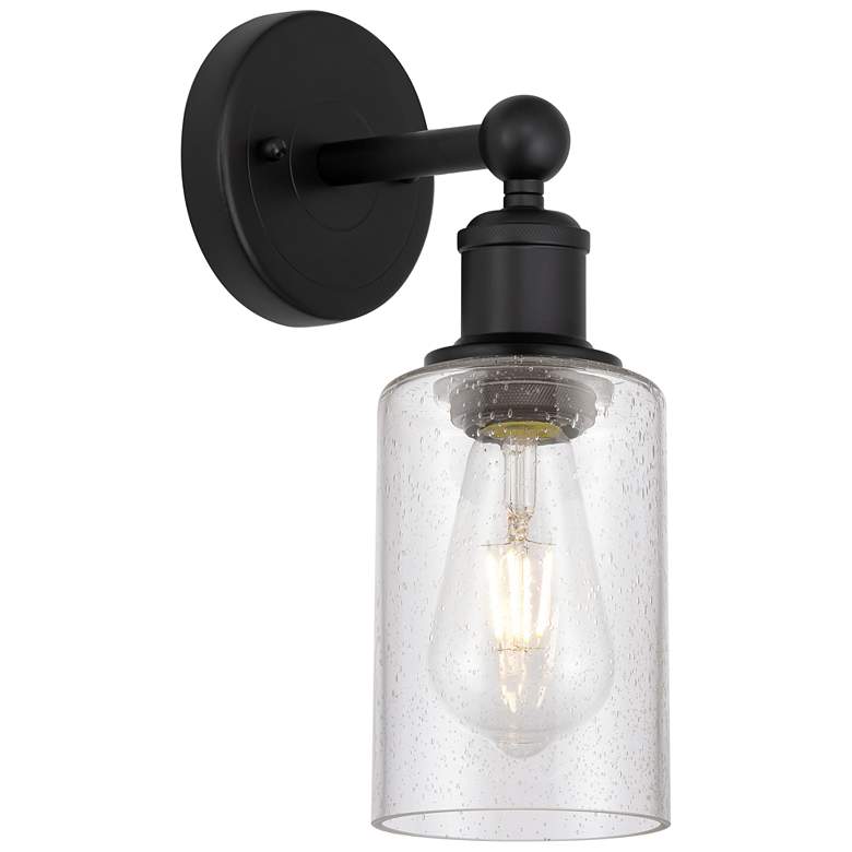 Image 1 Clymer 2.6" High Matte Black Sconce With Seedy Shade