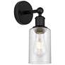 Clymer 2.6" High Matte Black Sconce With Seedy Shade