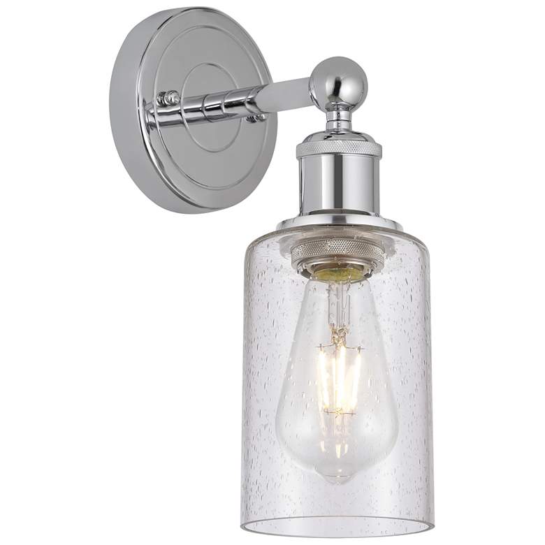 Image 1 Clymer 2.6" High Polished Chrome Sconce With Seedy Shade