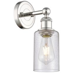Clymer 2.6&quot; High Polished Nickel Sconce With Seedy Shade