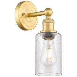 Clymer 2.6&quot; High Satin Gold Sconce With Seedy Shade