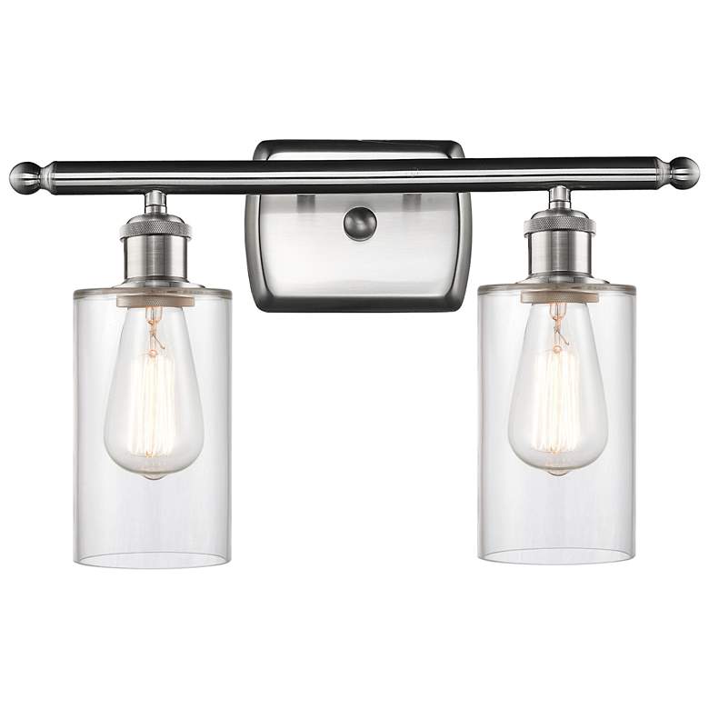Image 1 Clymer 2 Light 16" LED Bath Light - Brushed Satin Nickel - Clear Shade