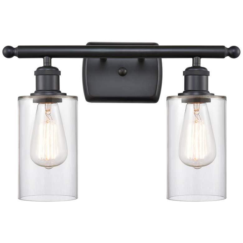 Image 1 Clymer 2 Light 16" LED Bath Light - Matte Black - Clear Shade