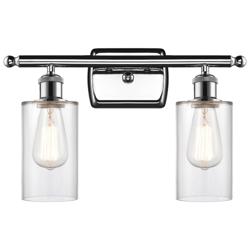 Clymer 2 Light 16" LED Bath Light - Polished Chrome - Clear Shade