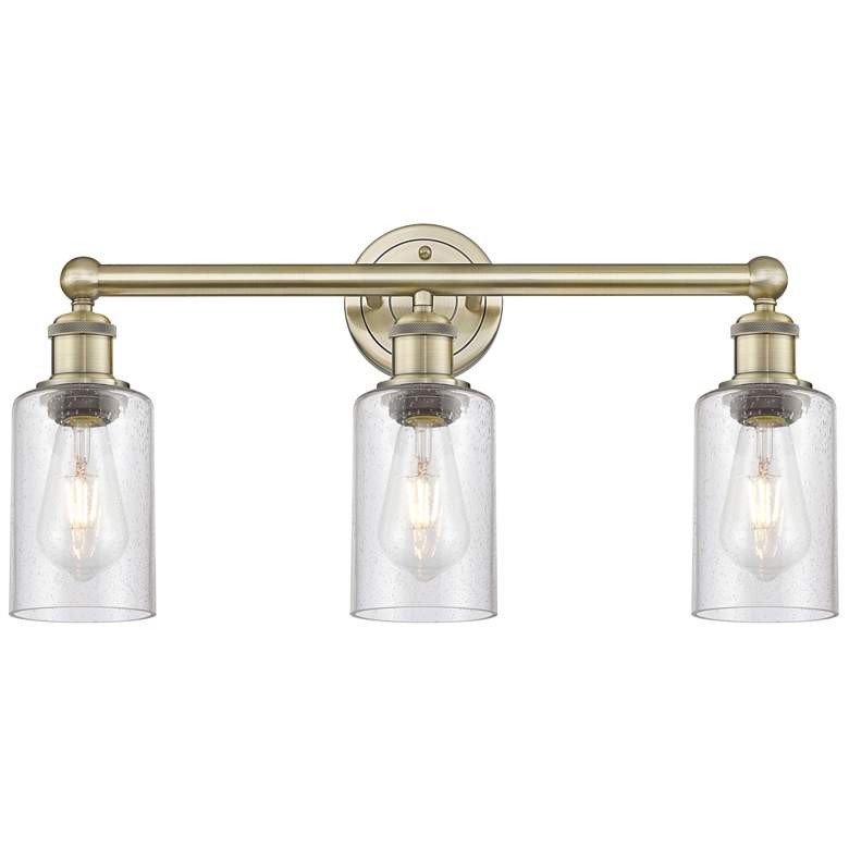 Image 1 Clymer 21.88" Wide 3 Light Antique Brass Bath Vanity Light With Seedy