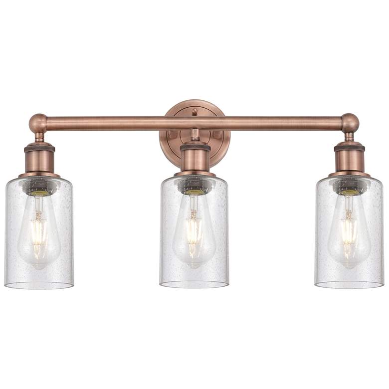 Image 1 Clymer 21.88" Wide 3 Light Antique Copper Bath Vanity Light w/ Seedy S