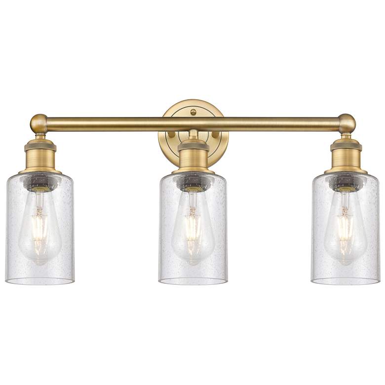 Image 1 Clymer 21.88" Wide 3 Light Brushed Brass Bath Vanity Light With Seedy