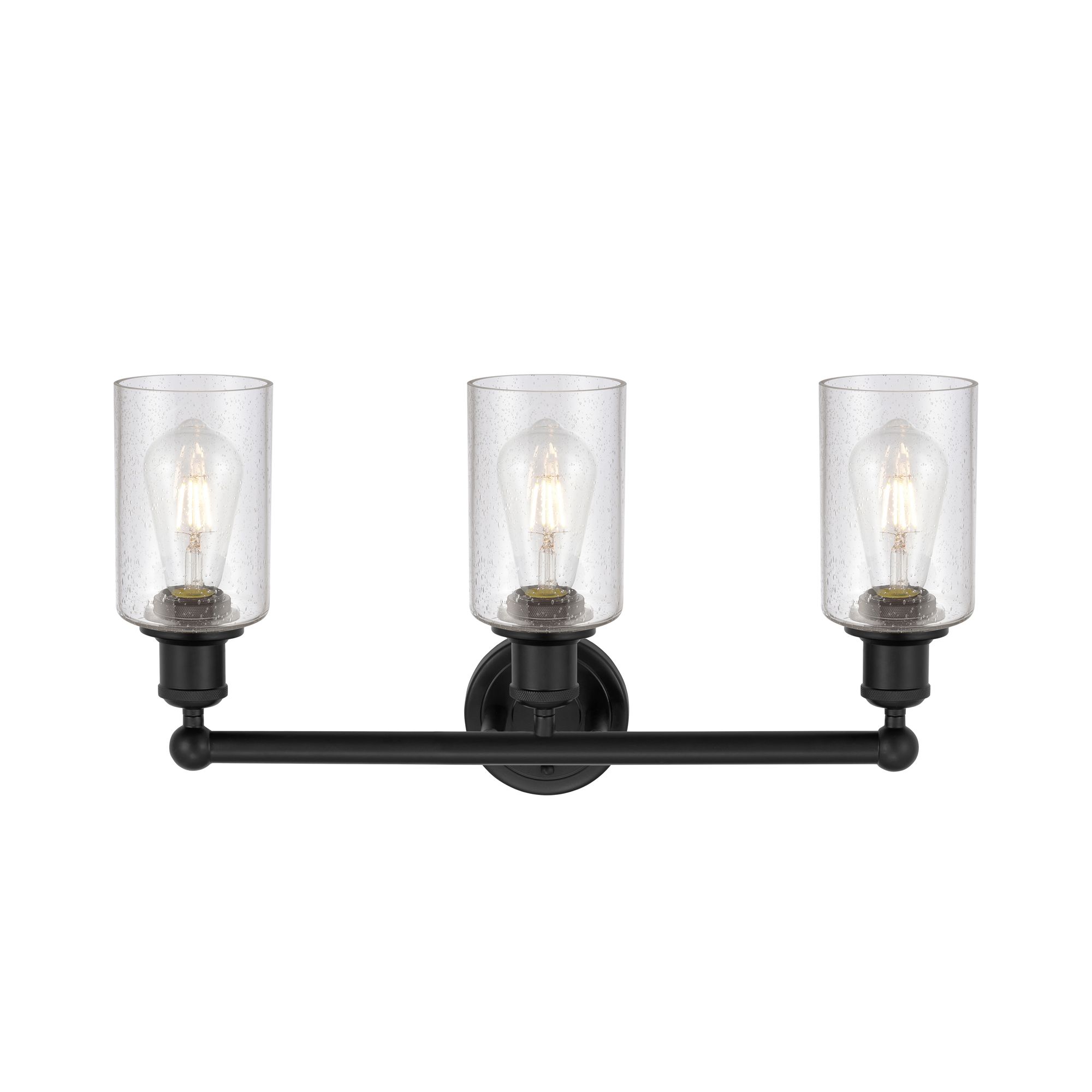 Image 2 Clymer 21.88" Wide 3 Light Matte Black Bath Vanity Light With Seedy Sh more views