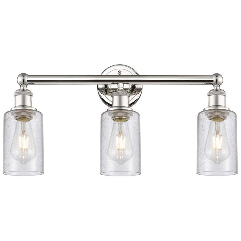 Image 1 Clymer 21.88" Wide 3 Light Polished Nickel Bath Vanity Light w/ Seedy