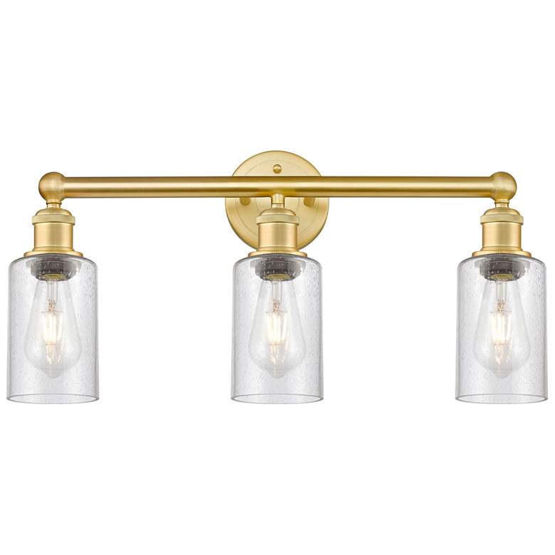 Image 1 Clymer 21.88" Wide 3 Light Satin Gold Bath Vanity Light With Seedy Sha