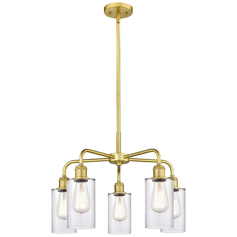 Image 1 Clymer 21.88" Wide 5 Light Satin Gold Stem Hung Chandelier With Clear
