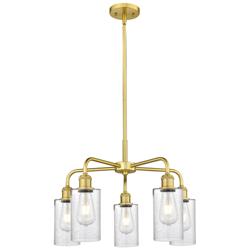 Clymer 21.88&quot; Wide 5 Light Satin Gold Stem Hung Chandelier With Seedy