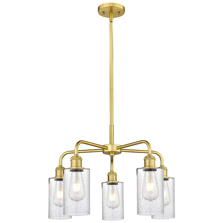Image 1 Clymer 21.88" Wide 5 Light Satin Gold Stem Hung Chandelier With Seedy