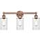 Clymer 21.88"W 3 Light Antique Copper Bath Vanity Light With Clear Sha