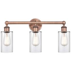 Clymer 21.88&quot;W 3 Light Antique Copper Bath Vanity Light With Clear Sha