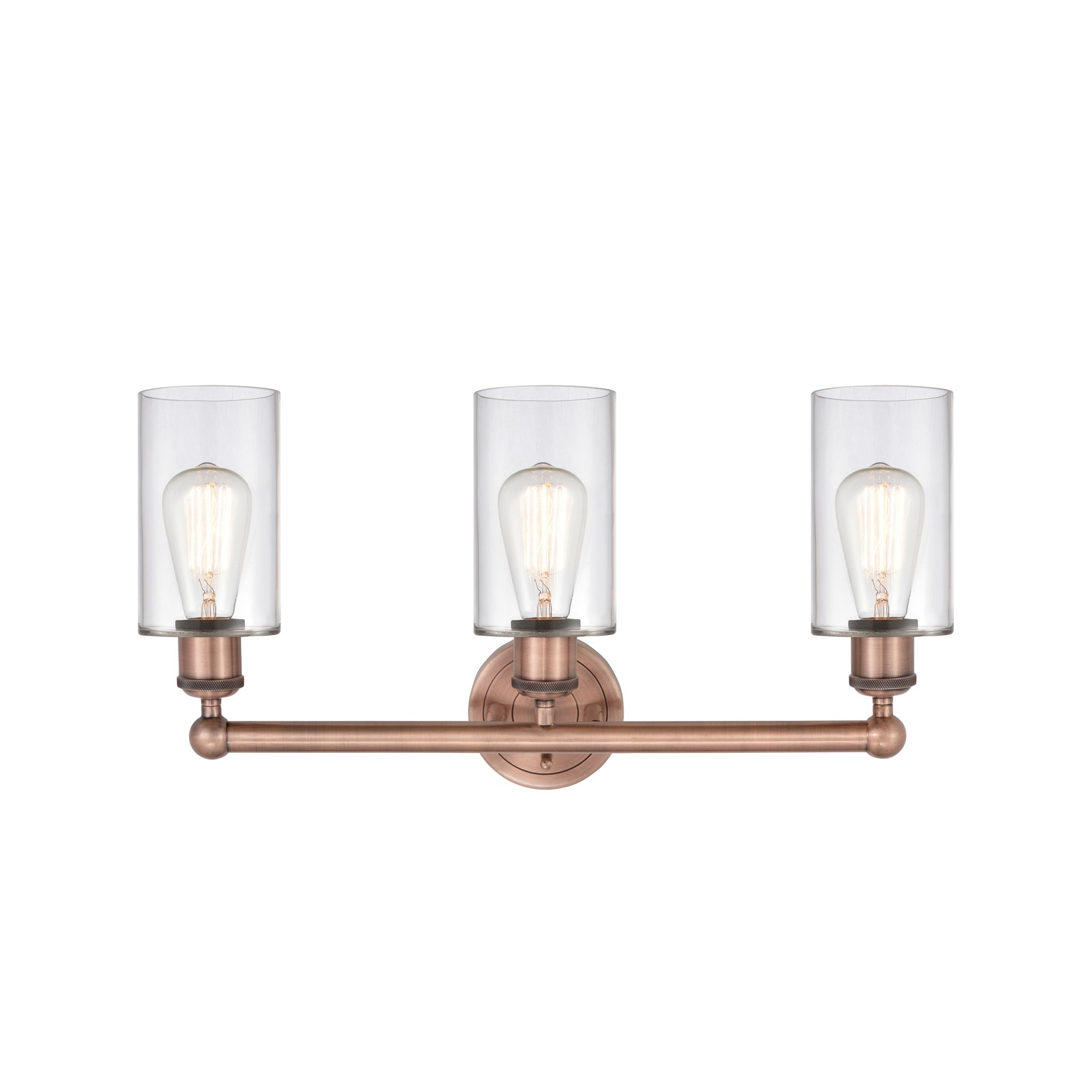 Image 4 Clymer 21.88"W 3 Light Antique Copper Bath Vanity Light With Clear Sha more views