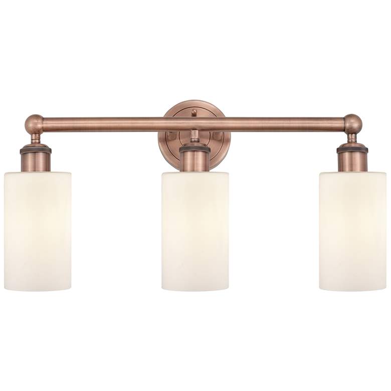 Image 1 Clymer 21.88"W 3 Light Antique Copper Bath Vanity Light With White Sha