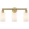 Clymer 21.88"W 3 Light Brushed Brass Bath Vanity Light With White Shad