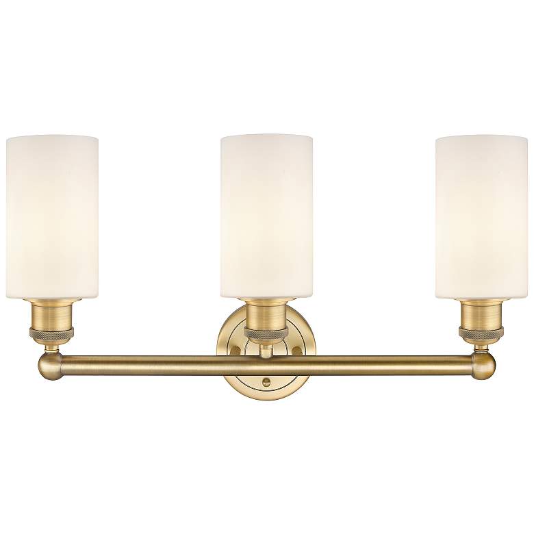Image 2 Clymer 21.88"W 3 Light Brushed Brass Bath Vanity Light With White Shad more views