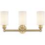 2_Clymer 21.88"W 3 Light Brushed Brass Bath Vanity Light With White Shad more views