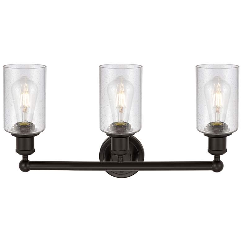 Image 2 Clymer 21.88"W 3 Light Oil Rubbed Bronze Bath Vanity Light w/ Seedy Sh more views