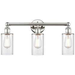 Clymer 21.88&quot;W 3 Light Polished Nickel Bath Vanity Light With Clear Sh