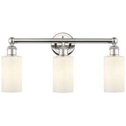 Clymer 21.88&quot;W 3 Light Polished Nickel Bath Vanity Light With White Sh