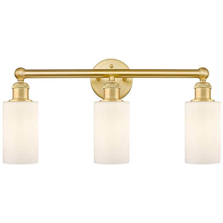 Image 1 Clymer 21.88"W 3 Light Satin Gold Bath Vanity Light With Matte White S