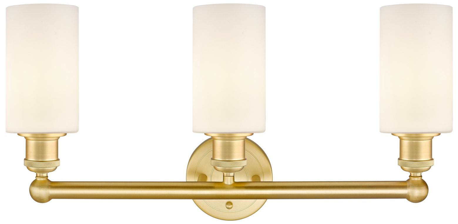 Image 2 Clymer 21.88"W 3 Light Satin Gold Bath Vanity Light With Matte White S more views